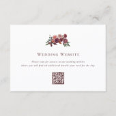 Carte D'accompagnement Burgundy Floral Wedding Website Enclosure Card (Devant)
