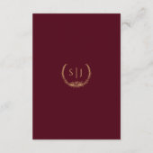 Carte D'accompagnement Burgundy Gold Floral Détails du Mariage (Dos)