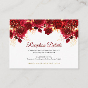 Carte D'accompagnement Burgundy Gold Floral Quinceañera Détails de la réc