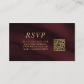 Carte D'accompagnement Burgundy & Gold Mariage QR Code RSVP (Devant)
