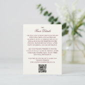 Carte D'accompagnement Burgundy & Ivory QR Code Wedding Guest Details (Debout devant)