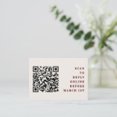 Carte D'accompagnement Burgundy & Ivory Simple Mariage QR Code RSVP (Debout devant)