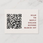 Carte D'accompagnement Burgundy & Ivory Simple Mariage QR Code RSVP (Devant)
