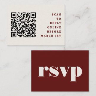 Carte D'accompagnement Burgundy & Ivory Simple Wedding QR Code RSVP