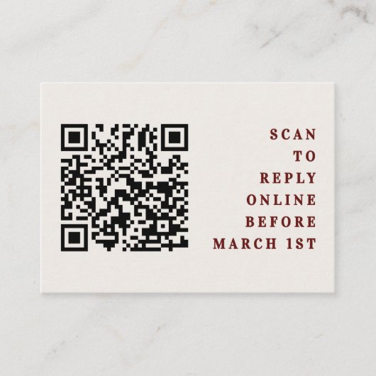 Carte D'accompagnement Burgundy & Ivory Simple Wedding QR Code RSVP (Devant)
