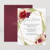 Carte D'accompagnement Burgundy-Marsala et Blush Géométrique Détails (Devant / Derrière)