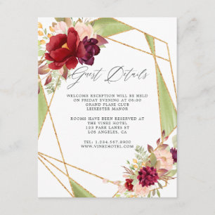 Carte D'accompagnement Burgundy-Marsala et Blush Géométrique Détails