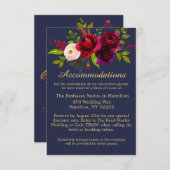 Carte D'accompagnement Burgundy Navy Blue Floral Élégant Script (Devant / Derrière)