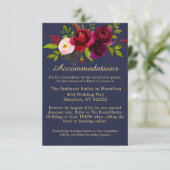 Carte D'accompagnement Burgundy Navy Blue Floral Élégant Script (Debout devant)