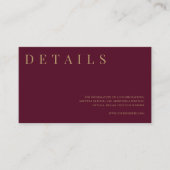 Carte D'accompagnement Burgundy & Or Simple Formel Détails du Mariage (Devant)