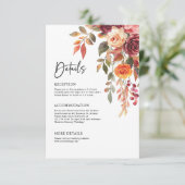 Carte D'accompagnement Burgundy Orange Fall Elegant Wedding Détails (Debout devant)