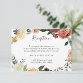 Carte D'accompagnement Burgundy Orange Floral Détails Mariage Réception (Debout devant)