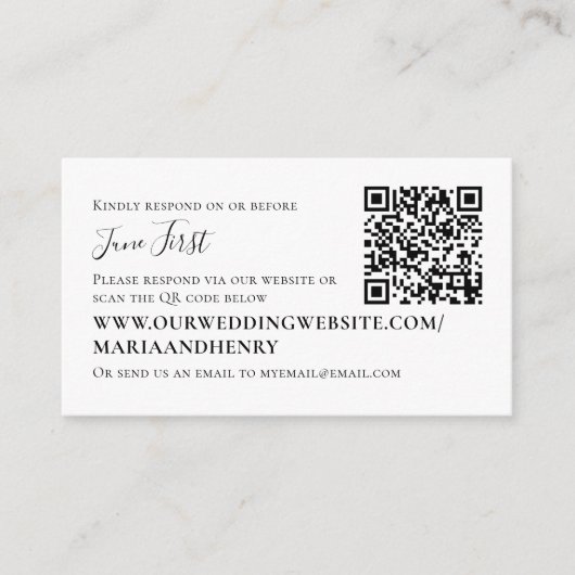 Carte D'accompagnement Burgundy QR Code RSVP Mariage en ligne Détails (Devant)
