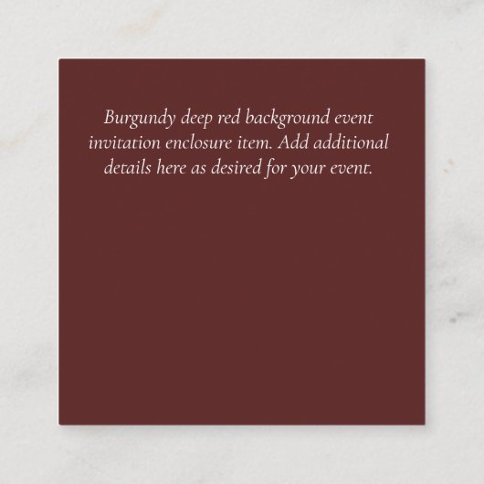 Carte D'accompagnement BURGUNDY QR SCANNING CODE Mariage Détails du site  (Dos)