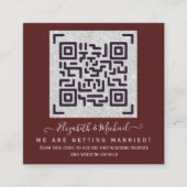 Carte D'accompagnement BURGUNDY QR SCANNING CODE Mariage Détails du site  (Devant)