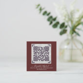 Carte D'accompagnement BURGUNDY QR SCANNING CODE Mariage Détails du site (Debout devant)