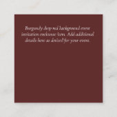 Carte D'accompagnement BURGUNDY QR SCANNING CODE Mariage Détails du site (Dos)