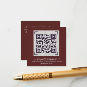 Carte D'accompagnement BURGUNDY QR SCANNING CODE Mariage Détails du site 