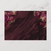 Carte D'accompagnement Burgundy Red Gold Floral Agate Script Wedding RSVP (Dos)