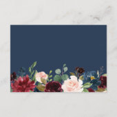 Carte D'accompagnement Burgundy Red Navy Blue Floral Détails du Mariage I (Dos)