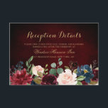 Carte D'accompagnement Burgundy Red Navy Floral Rustic Boho Réception<br><div class="desc">Aquarelle Bourgogne Rouge Marine Florale Rustique Boho Carte de mariage Boho. Parfait pour un mariage de automne. Le design comprend un bouquet époustouflant de bordeaux / Marsala, pêche, fleurs marines / roses avec feuilles assortis. S'il vous plaît trouver d'autres modèles et variantes dans mon magasin "blissweddingpaperie". N'hésitez pas à me...</div>