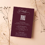 Carte D'accompagnement Burgundy Romantic Calligraphy Détails du Mariage<br><div class="desc">Ce mariage bordeaux et blanc détaille la carte de boîtier avec une calligraphie tourbillonnant élégante et romantique avec un code QR. Customisez cette carte en ajoutant des informations sur votre mariage, y compris la réception, l'hébergement et le site Web. Parfait pour toute saison. Pour une personnalisation plus avancée de cette...</div>