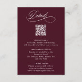 Carte D'accompagnement Burgundy Romantic Calligraphy Détails du Mariage (Devant)