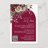 Carte D'accompagnement Burgundy Rose Arch QR Code Détails du Mariage (Devant)