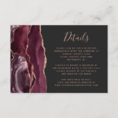 Carte D'accompagnement Burgundy Rose Gold Agate Dark Mariage Détails (Devant)