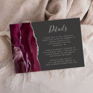 Carte D'accompagnement Burgundy Silver Agate Grey Détails du Mariage