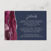 Carte D'accompagnement Burgundy Silver Agate Navy Blue Détails Mariage (Devant)