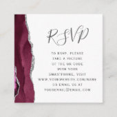 Carte D'accompagnement Burgundy Silver Agate Wedding QR Code RSVP (Devant)