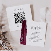 Carte D'accompagnement Burgundy Silver Agate Wedding QR Code RSVP