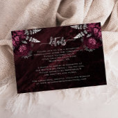 Carte D'accompagnement Burgundy Silver Floral Script Détails du Mariage