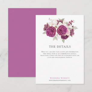 Carte D'accompagnement Burgundy Watercolor Florals Détails du Mariage