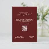 Carte D'accompagnement Burgundy Wedding Details Qr Code (Debout devant)
