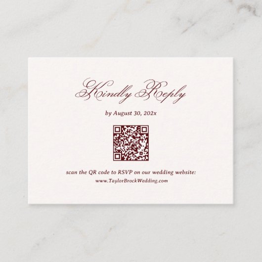 Carte D'accompagnement Burgundy Wedding RSVP  (Devant)