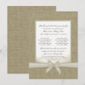 Carte D'accompagnement Burlap et Bow Rustic Mariage Hébergements (Devant / Derrière)