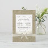 Carte D'accompagnement Burlap et Bow Rustic Mariage Hébergements (Debout devant)