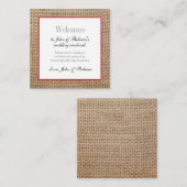 Carte D'accompagnement Burlap & Red Mariage Welcome Card (Devant / Derrière)