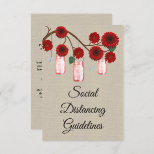 Carte D'accompagnement Burlap Rouge Floral Mason Mesures de sécurité des 