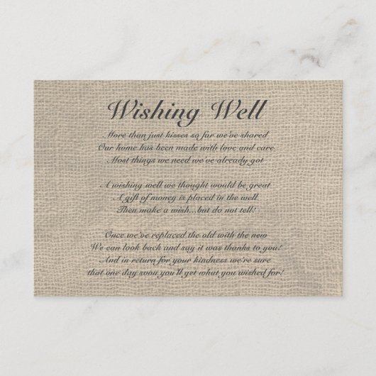 Carte D'accompagnement Burlap Russe Wishing Well Card (Devant)