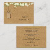 Carte D'accompagnement burlap rustique ivoire roses mason jars registre c (Devant / Derrière)