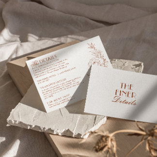 Carte D'accompagnement Burnt Orange Floral Terracotta Wedding Details 