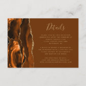 Carte D'accompagnement Burnt Orange Gold Agate Brown Détails du Mariage (Devant)