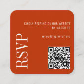 Carte D'accompagnement Burnt Orange Moderne QR Code QR Code Mariage RSVP (Devant)