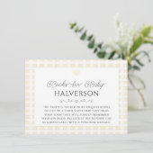 Carte D'accompagnement Butter Yellow Plaid Baby Shower Book Request (Debout devant)