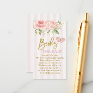 Carte D'accompagnement Butterfly rose baby shower fille apporter un livre