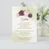 Carte D'accompagnement cabernet rose fleurs vert feuilles (Debout devant)