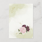 Carte D'accompagnement cabernet rose fleurs vert feuilles (Dos)